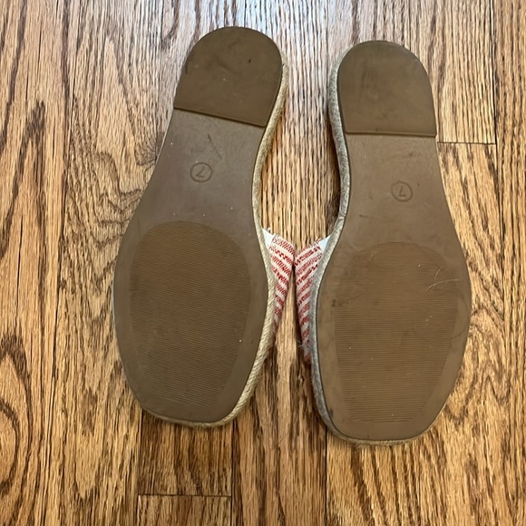 Like new! Worn for only about an hour! Espadrille. Red and cream stripe. - Picture 7 of 8